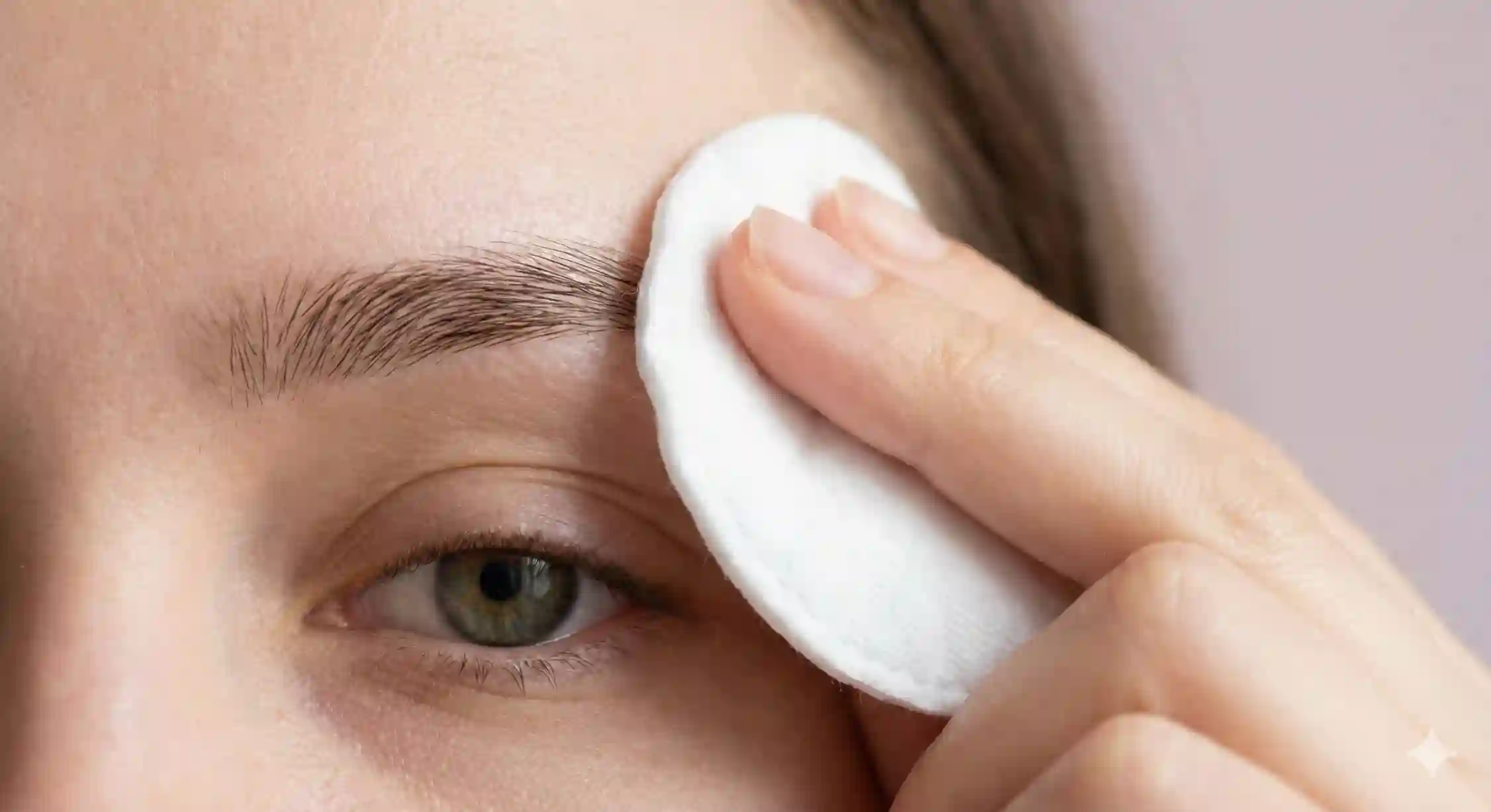 تمیز کردن ابرو قبل از استفاده از ژل ابرو لیفت کننده برای جلوگیری از سفیدک.